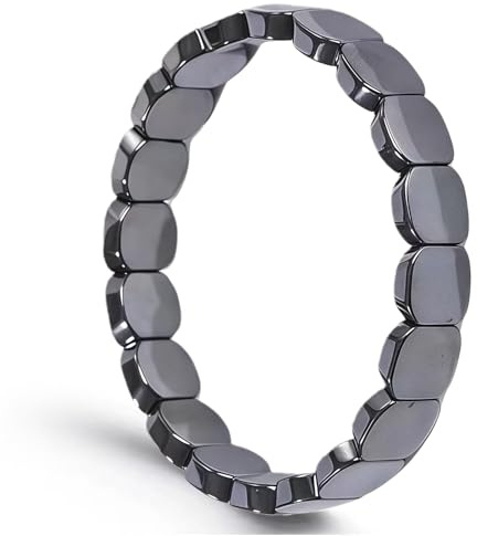 Bracelet Hématite pour Homme, Bracelet Ajustable Perles Carrées Convexes