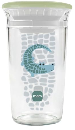 MAM Tazza per bambini facile da bere, 190 ml, bordo a 360° per sorseggiare a qualsiasi angolazione, trasparente come il vetro, facile da tenere in mano, valvola in silicone morbido monopezzo