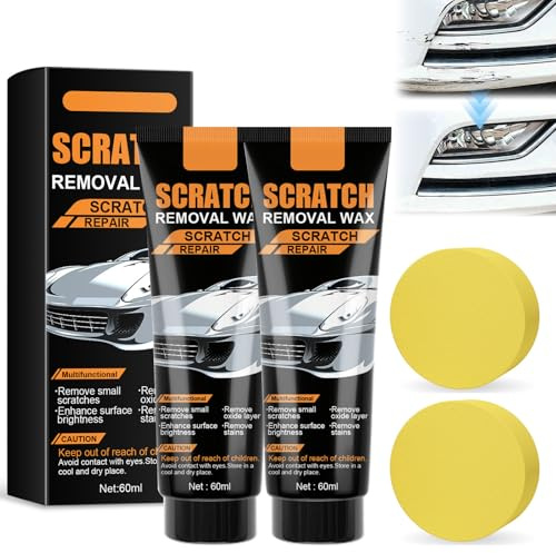 Car Scratch Remover Wax Kit, T Cut Scratch Remover Black, Car Scratch Repair Paste Car Paint Polish Wax Car Polish Compound with Wipe Sponges 60ML*2.