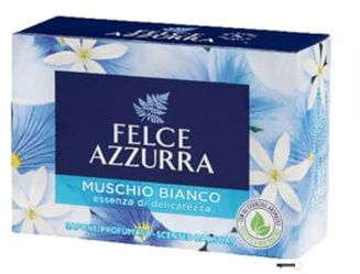 Felce Azzurra Sapone Muschio Bianco, Profumato Barrette 100g 8 Pezzi,+ Italy Shop Portachiavi Gratis