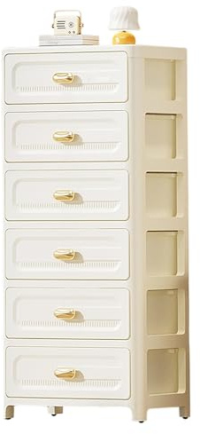 Narrow Storage Drawers on Wheels,6 Drawer Slim Plastic Unit