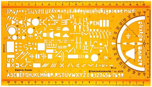 Schablone Zeichenschablone Technisches Zeichnen - Elektro Symbole Elektrotechnik und Elektronik Elektriker Hausinstallation Schaltzeichen