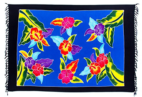 Ciffre Sarong Pareo Blume Bunt Hibiskus Wickelrock Lunghi Tuch Wandbehang + Schnalle