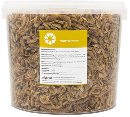 Süßwasser Shrimps getrocknet 2-4cm Futter Wasserschildkröten Koi algova® (5L = 800g)