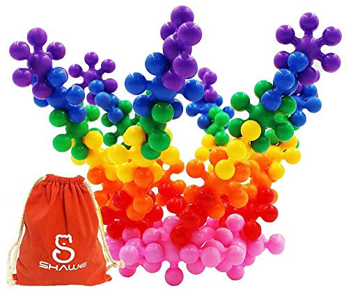 SHAWE Building Blocks Kids Educational STEM Toys Building Discs Sets Interlocking Solid Plastic for Preschool Kids Boys and Girls, Safe Material - Package with Storage Bag
