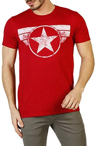 Marvel Herren Captain America Cap Logo T-Shirt, Antique Cherry Red, XXL EU