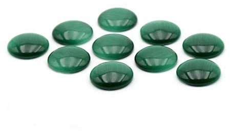 10 Cat Eye Cabochons, Grass Green, 12 mm by Vintage Parts DIY Jewelry