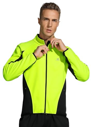 LAMEDA Fahrradjacken für Herren, Winter, Thermo-Laufjacke, winddicht, atmungsaktiv, Softshell-Windbreaker, Grün-8605, XXL