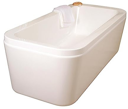 ONDÉE, Baignoire BATZ, baignoire îlot à tablier amovible, 180x80cm, Acryl, renforcé ép, 3, 2mm blanc, Fond antidérapant, Contenance 300L, Vidage à câble complet laiton, Volant, clapet inox, Tuyau ABS