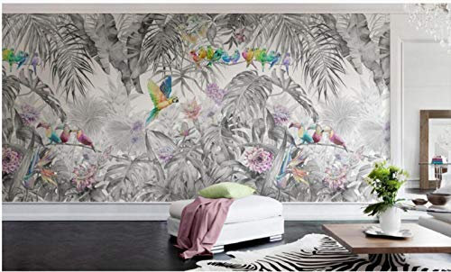 MUNXIN WALLPAPER Papier Peint 3D La Forêt Tropicale Perroquet Dos De Tortue Bambou Palmier Quitte American Pastoral Des Fresques Peintes À La Main Moderne Intissé Décoration Murale
