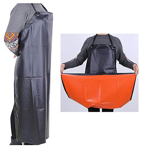 43 Waterproof Leather Apron Heavy Duty Work Apron Chemical Acid Stain Oil Resistance Industrial Workshop Labor Working Aprons with Adjustable Straps Lengthening for Chef Kitchen Dishwashing Butcher
