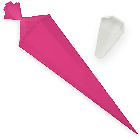 itenga Set Bastelschultüte eckig 85 cm inkl. Spitzenschutz - Schultüte Zuckertüte Rohling 1. Schuljahr (Pink)