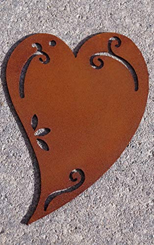 Rostalgie Edelrost Mini-Hänger zur Auswahl Garten Dekoration Fensterschmuck - 1 Stück (Metall, Herz Ornament)