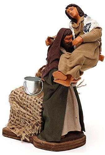 Holyart Mann mit Frau in Armen 12cm bewegliche Krippenfigur