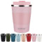 SUNTQ Reusable Coffee Cups Travel - Coffee Travel Mug with Leakproof Lid - Thermal Mug Insulated Cup - Stainless Steel Travel Cup with Rubber Grip - for Hot and Cold Drinks, 13oz/380ml Pink