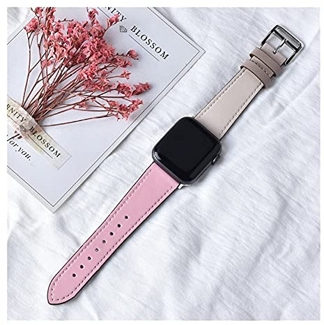 Nostalgie Uhrenarmband Lederschleifenband 40mm 44mm Sportgurt Tourband 42mm 38mm Serie 2 3 4 5 6 SE Ersatz (Color : Rose Sakura Carie, Größe : for 42mm and 44mm)