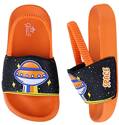 Sandali Estive Ragazzi Pantofole da Piscina Banda Elastica Antiscivolo Bambini Ciabatte da Spiaggia ADA Interno E da Esterno Astronave Arancione 24 EU