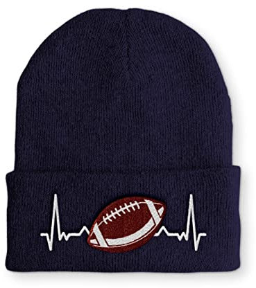 tshirtladen Heartbeat American Football Herzschlag Mütze Beanie für den Footballfan, Farbe: Navy