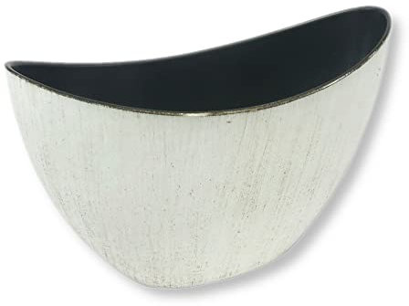 DARO DEKO Kunststoff Blumentopf Schiff (weiß-gesprenkelt, 24,5 x 15cm) Pflanz-Schale Blumen-Töpfe Übertopf
