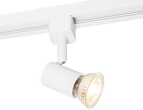 QAZQA - Modern Moderner 1-Phasen-Spot I Spotlight I Deckenspot I Deckenstrahler I Strahler I Lampe I Leuchte für Schienensystem Komplettset I Spotlight I Deckenspot I Deckenstrahler I Strahler weiß -