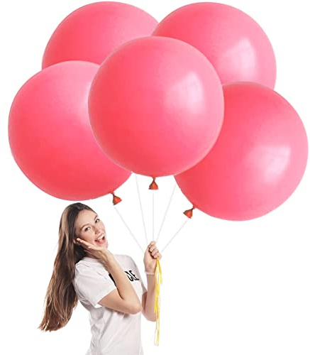 Luftballons Pastell Rot Groß 45cm/18 Zoll,5 Stück Macaron Rot Riesen Luftballons XXL Runde Helium Ballons,HellRot Latex Luftballon Partyballons für Geburtstag,Hochzeit,Brautdusche,Babyparty Dekor