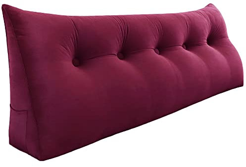 Rucener Großen Dreieckigen Kissen Hohen Rückenlehne Kissen Hohen Rückenlehne Kissen Rückenlehne für Bett Perfekt AlsKissen Zum Fernsehen und Lesen Gibt Es in Vielen Größen Weinrot 160CM