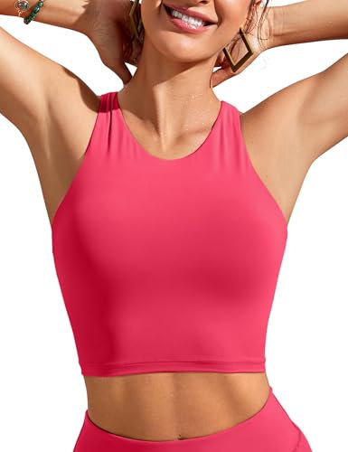 CRZ YOGA Damen Racerback Swim Top Bikini Oberteil Schnell Trocknend Padded Swimsuit Magenta 38