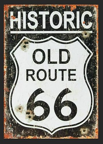 Retro American Vintage ROUTE 66 USA ROAD Man Cave Shed Pub Bar Garage Metal Sign (Aluminium A5 (200x150mm) Approx)
