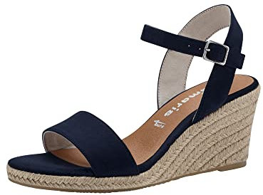 Tamaris Damen Sandaletten, Frauen Sandalen,TOUCHit-Fußbett,offene Absatzschuhe,hoher Absatz,Sommerschuhe,Freizeitschuhe,Navy,41 EU