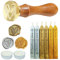 9-teiliges Set Retro Siegelwachs, Siegelwachsstäbe mit Dochten und Wachssiegel Stempel, wachssiegel für Vintage Siegellack Stempel Brief,Einladungen,Geschenk,Paket (Gold/Silber/Antikmessing)
