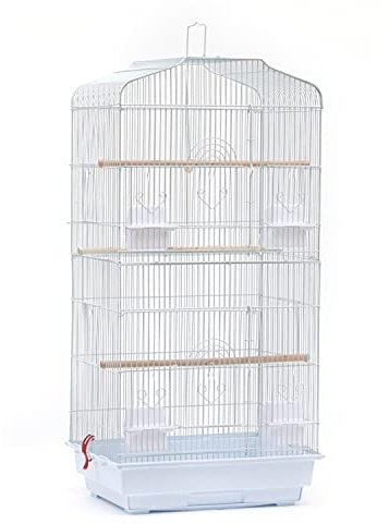 SHISHI Klassischer Vogelkäfig, Vogelvoliere für drinnen oder draußen, Vogelkäfig mit Sitzstangen und Futterhäusern, Voliere für Wellensittiche, Nymphensittiche, Finken, Kanarienvögel (46 × 36 × 92 cm,