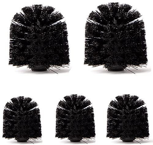 Voarge Lot de 5 têtes de brosse de rechange en plastique Noir Ø 8 cm