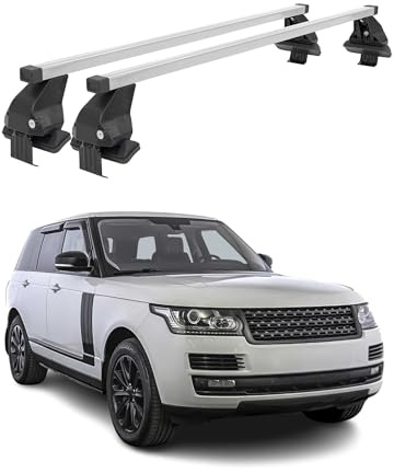 OMAC Dachträger Querträger Stahl für Land Rover Range Rover IV L405 2013-2021 – Abschließbar – City-Crash-getestet – DIN 75302:2019 – ISO/PAS 11154:2006 – Max. 50 kg Silber
