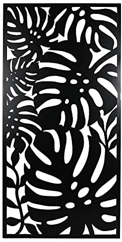 Biznest Indoor/Outdoor Ornate Metal Wall Screen Tropical Leaf Design Garden Extra Large 120Cm X 60Cm (Black)