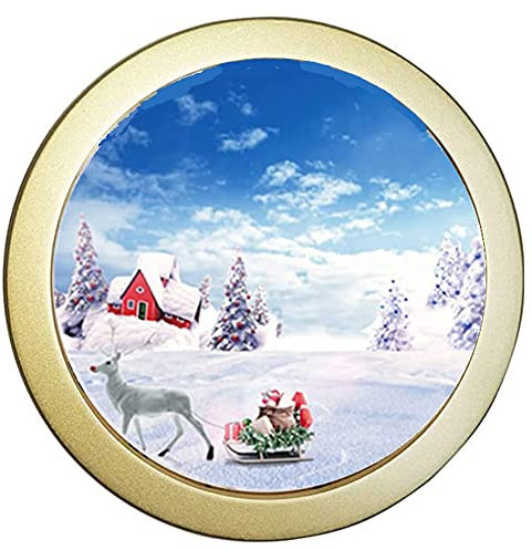 alblinsy Cadre photo rond en bois à suspendre pour décoration murale de maison et bureau (doré, 20,3 cm)