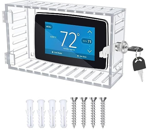 Dpofirs Universal Large Thermostat Lock Box for Wall, Clear Plastic Thermostat Guard Cover with Key for Conservation and Home Improvement,18 X 10 X 5 Cm