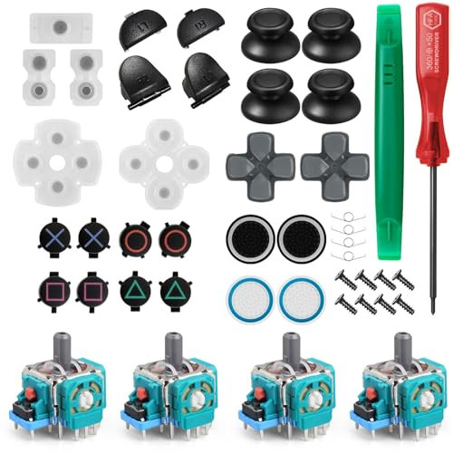 Controller Thumbsticks Ersatzpads Komplettes Set kompatibel mit PS4 enthalten L1 R1 L2 R2 Triggers Federn leitfähige Gummi-Pad Taste Reparatur Ersatzteile