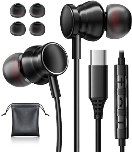 USB C Kopfhörer für Samsung S25 S24 S23 Ultra A56 A55 A35 A16 S22 Kopfhörer mit Kabel USBC Anschluss Kopfhörer mit Mikrofon Kopfhörer USB C für iPhone 16 iPhone 15 Pro Google Pixel 9 8 Pro 9a iPad 10