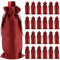 KEILEOHO 24 PCS Red Burlap Wine Bags, 15 x 35cm Jute Wine Bottle Bags with Drawstring, Hessian Wine Gift Bags for Festive