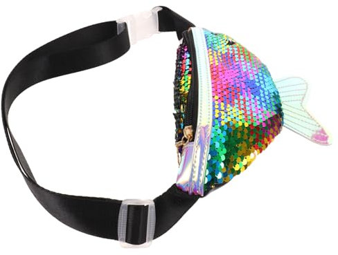 Holibanna Pailletten Bauchtasche Fischschwanz Design Sportliche Hüfttasche mit Reißverschluss Leicht und Geräumig für Outdoor Wandern Joggen Camping