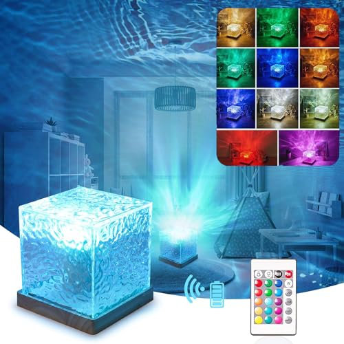 Starnearby Aurora Ripple RGB Farbwechsel LED Nachtlicht, Wasserwellen Lampe Mit Fernbedienung, Acryl Polarlicht Stimmungslicht, Sternenhimmel Projektor für Schlafzimmer Wohnzimmer