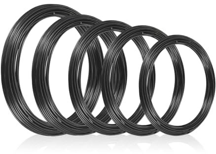 5 rollos de alambre de aluminio negro, 0,8 mm, 1 mm, 1,5 mm, 2 mm, 2,5 mm, alambre de aluminio para manualidades, alambre de aluminio, alambre de metal para bisutería, manualidades (rollo de 5 m)