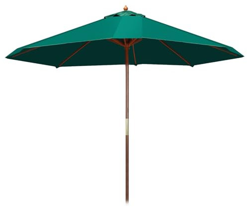 Aqkgtj Grand parasol de balcon vert de 270cm, parasol d'extérieur avec poteau en bois pliable, pare-soleil de protection UV avec imperméable pour piscine, terrasse, cour
