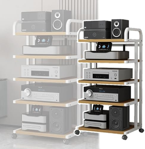 Stereo-Komponentenschrank für das Homeoffice, freistehendes Audio-Video-Regal mit 3, 4 und 5 Ebenen/Plattenspieler-Medienständer, offenes Regal für elektronische Geräte, Moderne HiFi-Racks (