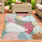 CARPETIA Balkon Teppich Blumen wetterfest Vintage Stil mit Kurzflor in Sisal Optik – Gästezimmer Büro Rot Blau 140 x 200 cm