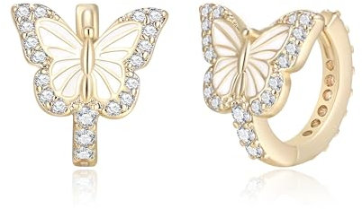 EVER FAITH Schmetterling Ohrringe für Mädchen, hypoallergene Klar Zirkonia niedlichen Tier Huggie Mädchen kleine Creolen-Ohrringe