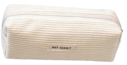 MAY RABBIT Corduroy Pencil Case in Solid Colour and Large Capacity for High School Students Guh655, a, 19X7CM, vintage
