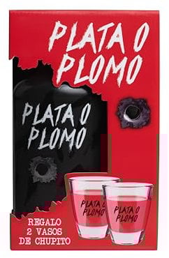 PLATA O PLOMO Licor Premium, 700 ml 20% Sin Gluten, Sin Lactosa, Apto para veganos (Pack Botella + Chupitos)