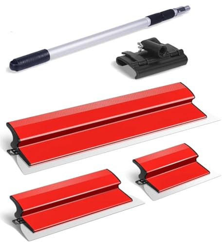 INREPRO Espátula Pladur Profesiona 0.35 mm Espátula de superficie de acero inoxidable Espátula para alisar paneles de yeso Espatula Masilla Pladur para Enlucido de Paredes y Techos (25+40+60 cm)