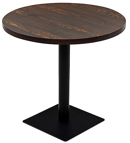 HEFZGDB Bistrotisch MDF und Stahl Rund 80×75 cm Dunkle Esche Esszimmertisch Campingtisch Stehtisch Kleiner Küchentisch für Küche Speisesaal Balkon Garten